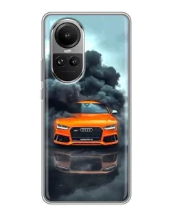 Чехол для OPPO Reno 10 с картинкой «Audi в облаках дыма»