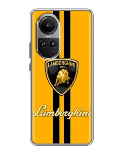 Чехол для OPPO Reno 10 с картинкой «Lamborghini Stripe желтый»