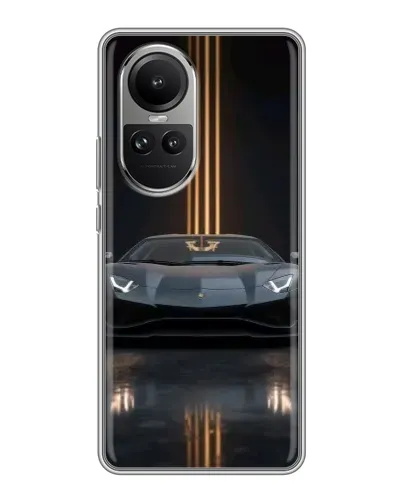 Чехол для OPPO Reno 10 с картинкой «Lamborghini золотые линии»