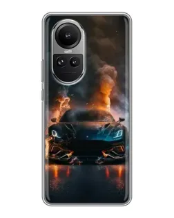 Чехол для OPPO Reno 10 с картинкой «Lamborghini дымная эстетика»