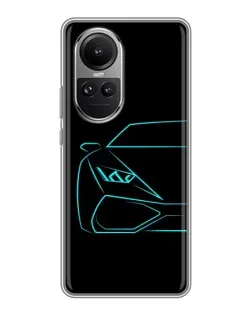 Чехол для OPPO Reno 10 с картинкой «Голубой силуэт Lamborghini»