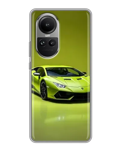 Чехол для OPPO Reno 10 с картинкой «Салатовый Lamborghini Huracan»