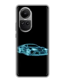 Чехол для OPPO Reno 10 с картинкой «Неоновый контур Lamborghini»
