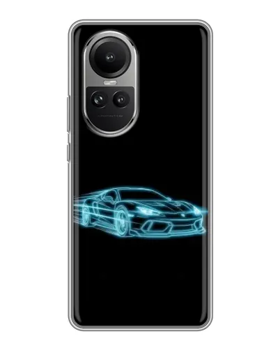 Чехол для OPPO Reno 10 с картинкой «Неоновый контур Lamborghini»