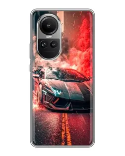 Чехол для OPPO Reno 10 с картинкой «Lamborghini красный дым»