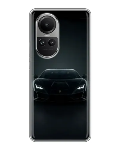 Чехол для OPPO Reno 10 с картинкой «Черный Lamborghini Aventador»