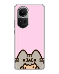 Чехол для OPPO Reno 10 с картинкой «Pusheen и печенье»