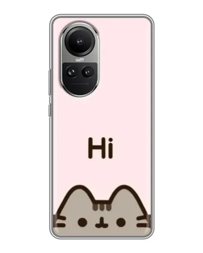 Чехол для OPPO Reno 10 с картинкой «Пушин говорит Hi»