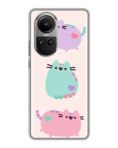 Чехол для OPPO Reno 10 с картинкой «Pusheen трио»