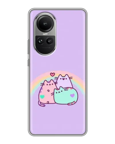 Чехол для OPPO Reno 10 с картинкой «Радужные Пушины»