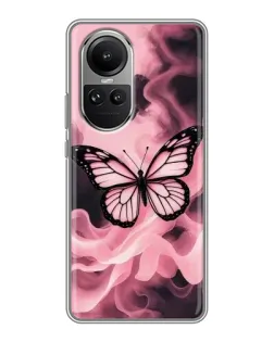 Чехол для OPPO Reno 10 с картинкой «Бабочка в дыму»