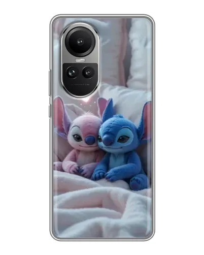 Чехол для OPPO Reno 10 с картинкой «Плюшевые Стич Ангел»