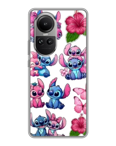 Чехол для OPPO Reno 10 с картинкой «Стикеры Stitch и Angel»