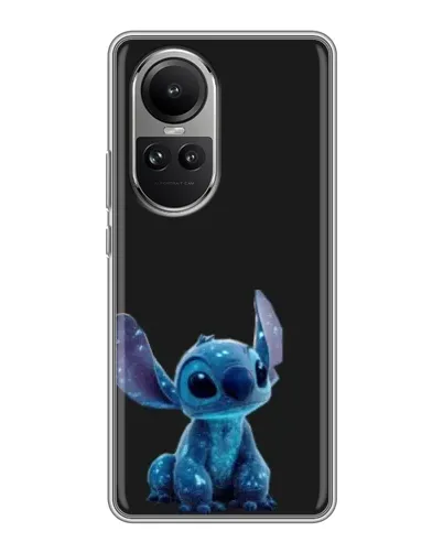Чехол для OPPO Reno 10 с картинкой «Стич на черном»