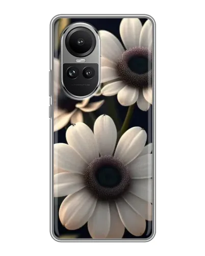 Чехол для OPPO Reno 10 с картинкой «Белые маргаритки макро»