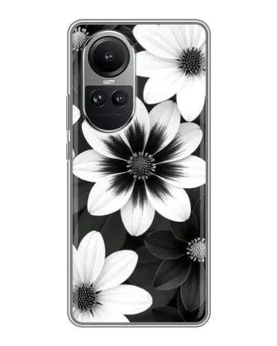 Чехол для OPPO Reno 10 с картинкой «Монохромные астры»