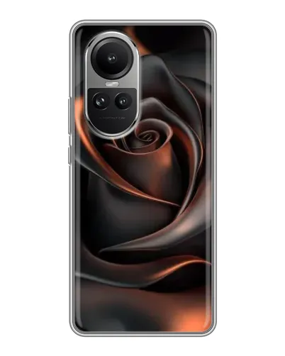 Чехол для OPPO Reno 10 с картинкой «Шелковая черная роза»