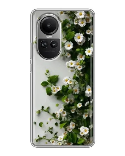 Чехол для OPPO Reno 10 с картинкой «Ветка мелких белых цветов»