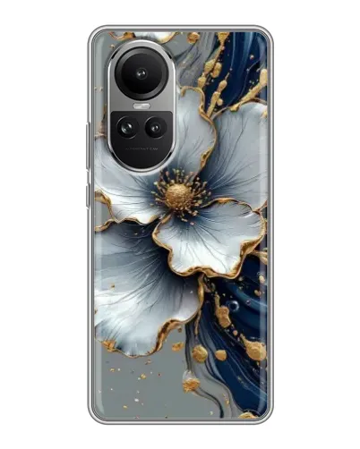 Чехол для OPPO Reno 10 с картинкой «Белый цветок и золотой флюид» Чехол для OPPO Reno 10 с картинкой «Белый цветок и золотой флюид»
