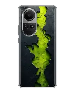 Чехол для OPPO Reno 10 с картинкой «Салатовый разлом скалы»