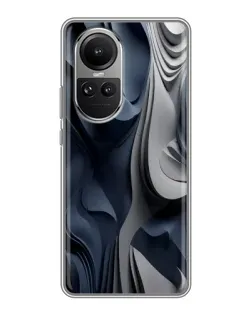 Чехол для OPPO Reno 10 с картинкой «Объемные синие складки»