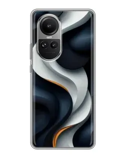 Чехол для OPPO Reno 10 с картинкой «Объемные черно-белые ленты»