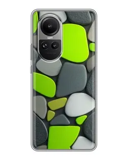 Чехол для OPPO Reno 10 с картинкой «Яркая неоновая галька»