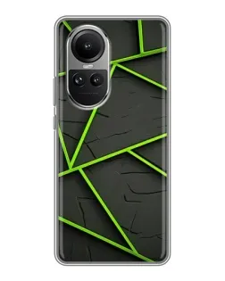 Чехол для OPPO Reno 10 с картинкой «Зеленые геометрические линии»