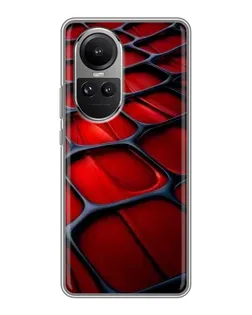 Чехол для OPPO Reno 10 с картинкой «Красная глянцевая сетка»