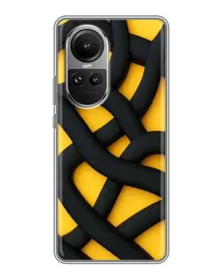 Чехол для OPPO Reno 10 с картинкой «Черное желтое переплетение»