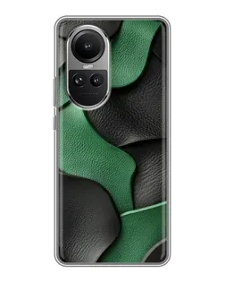Чехол для OPPO Reno 10 с картинкой «Зеленые кожаные волны»