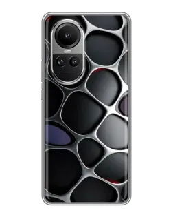 Чехол для OPPO Reno 10 с картинкой «Объемная темная решетка»