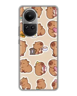 Чехол для OPPO Reno 10 с картинкой «Капибары паттерн»