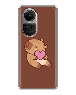 Чехол для OPPO Reno 10 с картинкой «Капибара с сердцем»