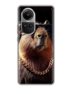 Чехол для OPPO Reno 10 с картинкой «Капибара золотая цепь»