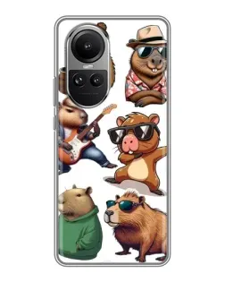 Чехол для OPPO Reno 10 с картинкой «Крутые капибары музыканты»