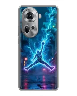 Чехол для OPPO Reno 11 5G с картинкой «Jordan Gold Jumpman»