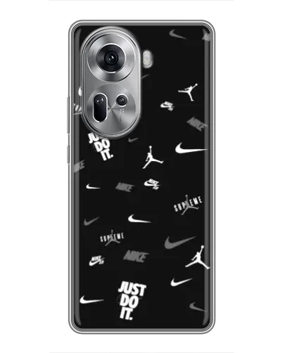 Чехол для OPPO Reno 11 5G с картинкой «Nike Black Pattern» Чехол для OPPO Reno 11 5G с картинкой «Nike Black Pattern»