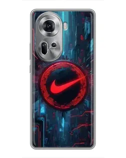 Чехол для OPPO Reno 11 5G с картинкой «Техногенный стиль Nike»