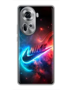 Чехол для OPPO Reno 11 5G с картинкой «Огненный логотип Nike»