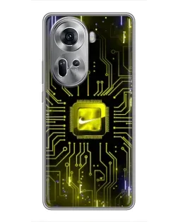 Чехол для OPPO Reno 11 5G с картинкой «Nike — золотая искра»