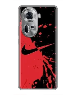 Чехол для OPPO Reno 11 5G с картинкой «Красные брызги Nike»