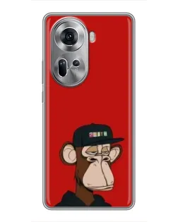 Чехол для OPPO Reno 11 5G с картинкой «Bored Ape — красный фон» Чехол для OPPO Reno 11 5G с картинкой «Bored Ape — красный фон»