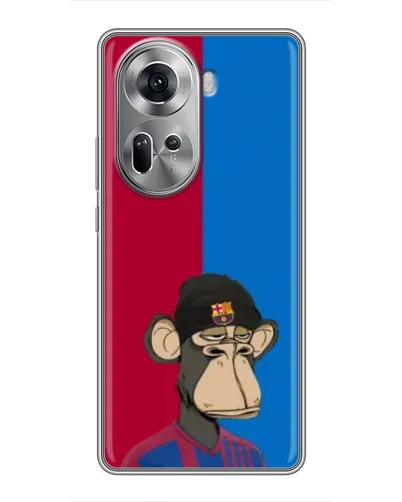 Чехол для OPPO Reno 11 5G с картинкой «Bored Ape — фанат Барсы»