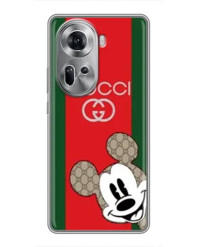 Чехол для OPPO Reno 11 5G с картинкой «Gucci — полосы и Микки»
