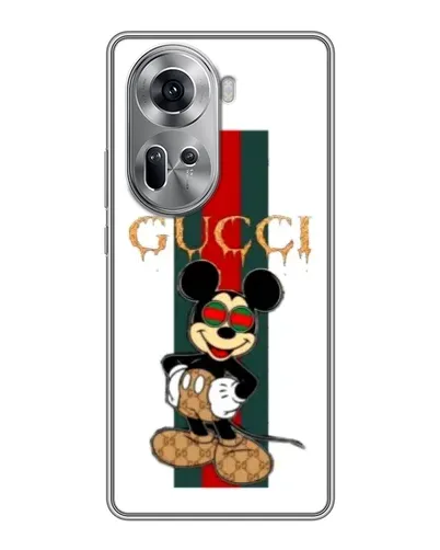 Чехол для OPPO Reno 11 5G с картинкой «Микки Маус Gucci — полосы»