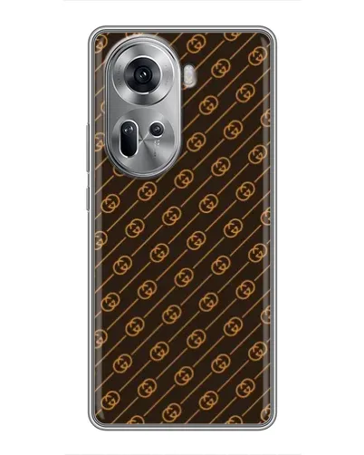 Чехол для OPPO Reno 11 5G с картинкой «Gucci — золотые диагонали»