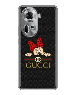 Чехол для OPPO Reno 11 5G с картинкой «Минни Маус Gucci — черный»