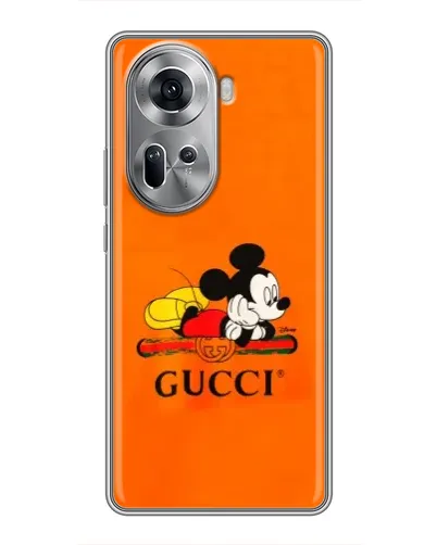 Чехол для OPPO Reno 11 5G с картинкой «Микки Маус Gucci — оранж» Чехол для OPPO Reno 11 5G с картинкой «Микки Маус Gucci — оранж»