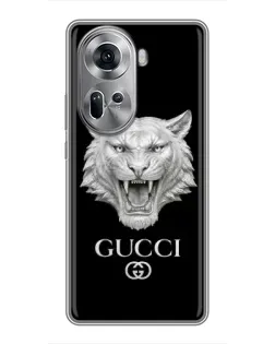 Чехол для OPPO Reno 11 5G с картинкой «Gucci — серебряный лев»